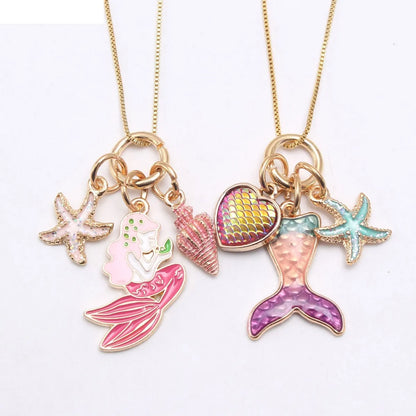 New Mermaid Pendant Alloy Pendant Box Chain Children Necklace