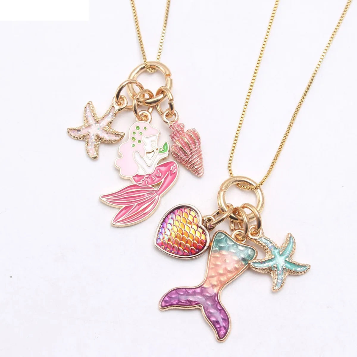 New Mermaid Pendant Alloy Pendant Box Chain Children Necklace