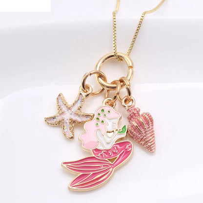 New Mermaid Pendant Alloy Pendant Box Chain Children Necklace