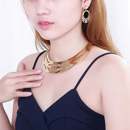 New Metal Collar European And American Exaggerated Star Short Collar Earrings Set Fashion Jewelry