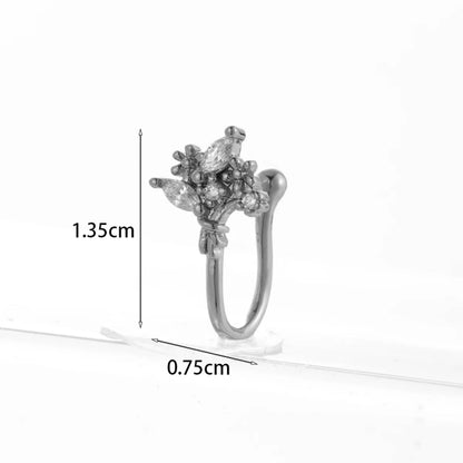 New Micro Inlaid Zircon Nasal Splint Fake Nose Ring Non-Piercing Puncture Nose Studs