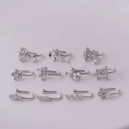 New Micro Inlaid Zircon Nasal Splint Fake Nose Ring Non-Piercing Puncture Nose Studs