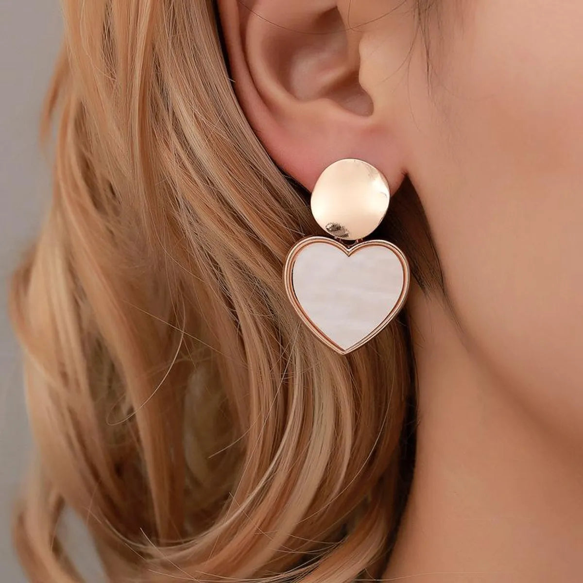 New Minimalist Geometric Heart Earrings Nhdp145144