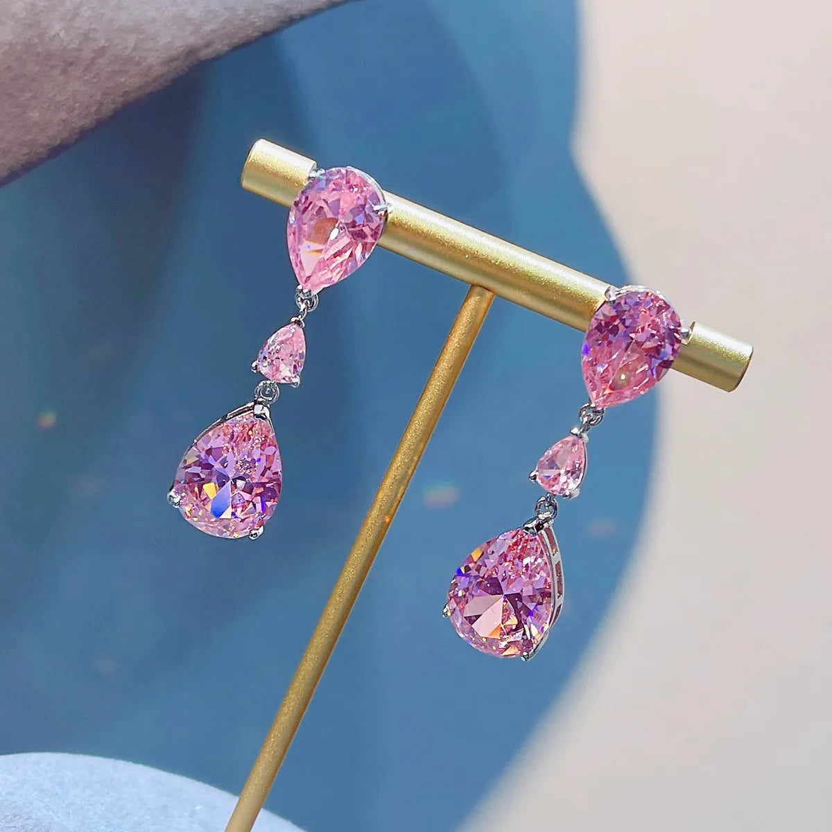 New Moissan Diamond Drop Earrings Female Fashion Colorful Diamond Copper Earrings