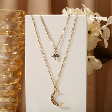 New Mosaic Rhinestone Pendant Necklace Creative Multi-Layer Alloy Necklace Wholesale Nihaojewelry