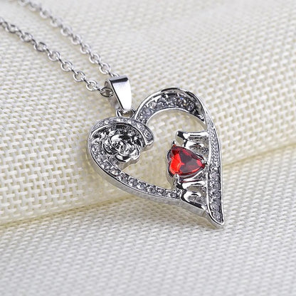 New Mother&#39;S Day Fashion Letter Mom Pendant Necklace Crystal Rose Flower Necklace Wholesale