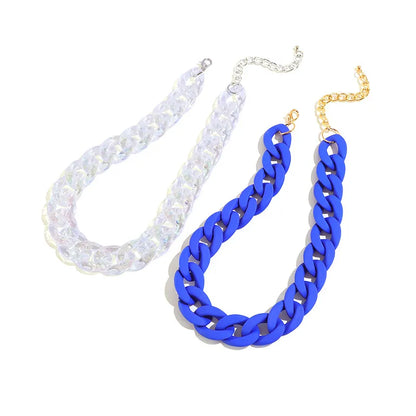 New Necklace Exaggerated European And American Style Cuban Chain Colorful Acrylic Necklace