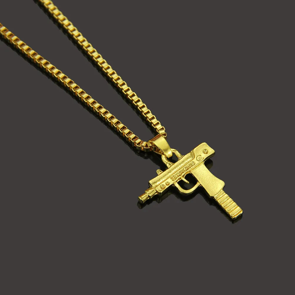 New Necklace Mini Hip Hop Pistol Machine Gun Necklace