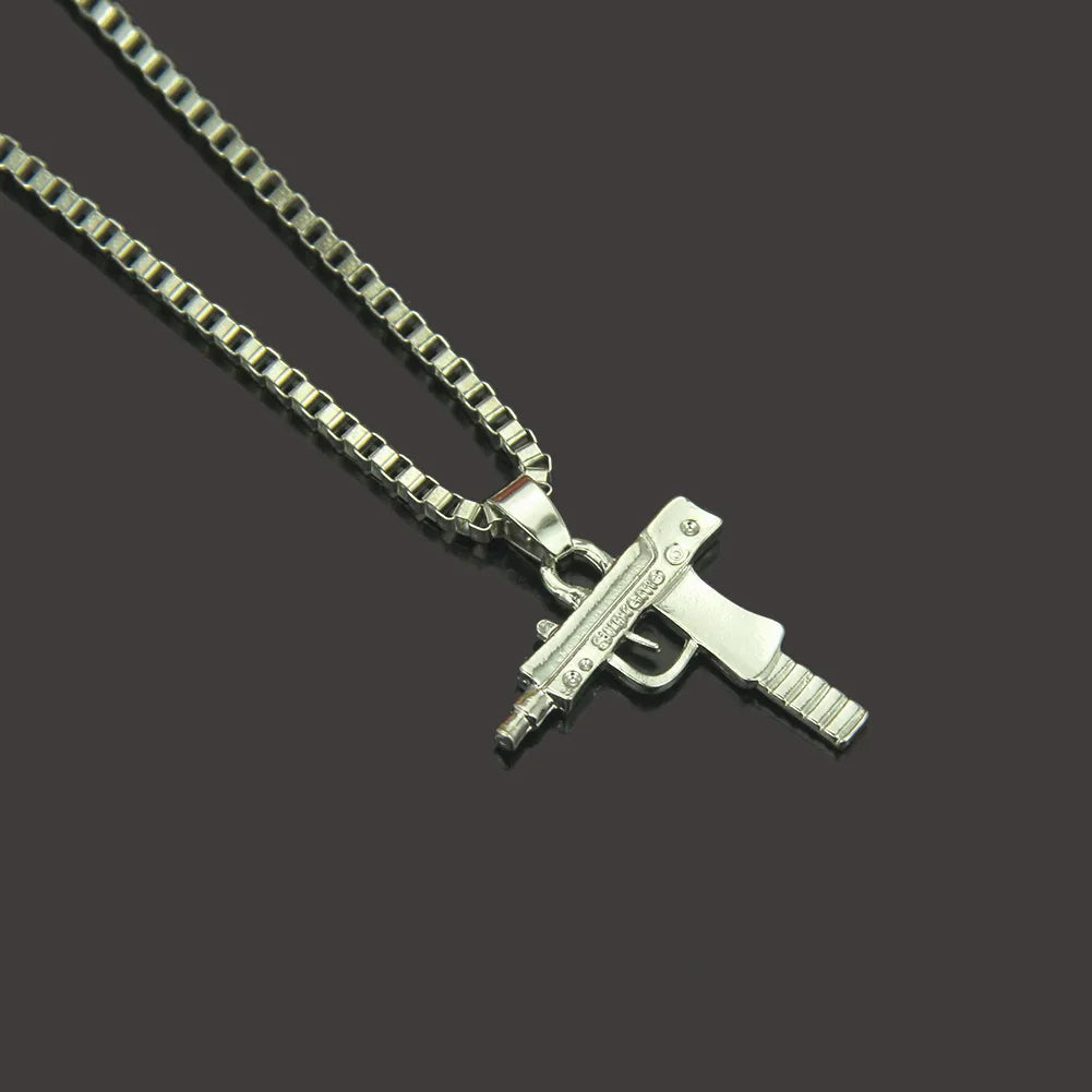 New Necklace Mini Hip Hop Pistol Machine Gun Necklace