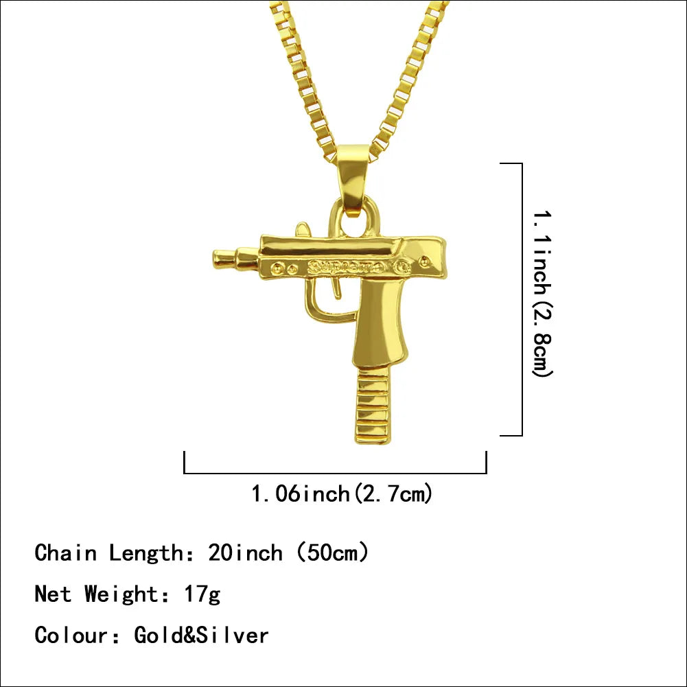 New Necklace Mini Hip Hop Pistol Machine Gun Necklace