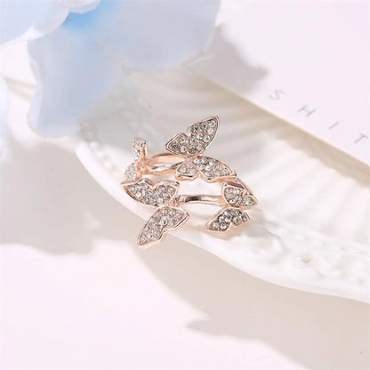 New Open Ring Hand Decorated With Diamonds And Four Butterfly Rings Wholesale Gooddiy