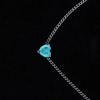 New Paraiba Pendant Heart-shaped Necklace Lake Blue Fashion Extension Chain Clavicle Chain