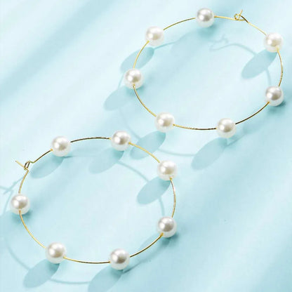 New Pearl Circle Earrings Trendy Fashion Exaggerated Pearl Earrings Wholesale Gooddiy