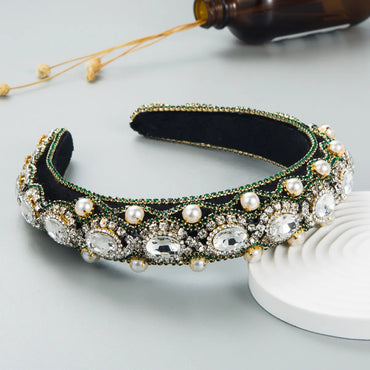 New Personality Alloy Diamond Inlaid Pearl Flannel Sponge Hair Accessories