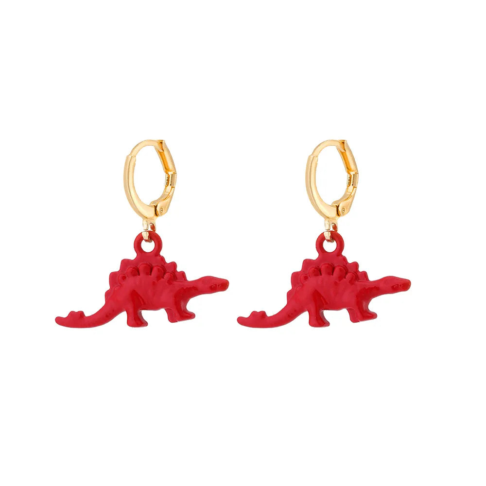 New Personality Cartoon Dinosaur Earrings Fashion Small Cute Dinosaur Multicolor Earrings