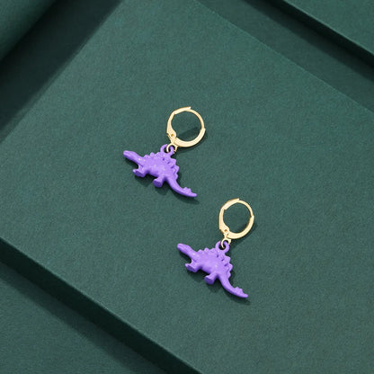 New Personality Cartoon Dinosaur Earrings Fashion Small Cute Dinosaur Multicolor Earrings