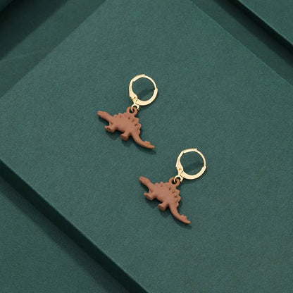 New Personality Cartoon Dinosaur Earrings Fashion Small Cute Dinosaur Multicolor Earrings