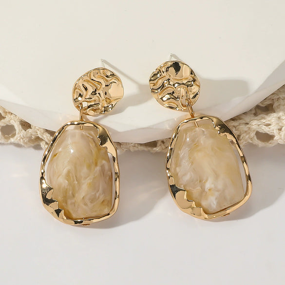 New Personality Exaggerated Resin Earrings Big Alloy Earrings Fashion Creative Retro Earrings Earrings