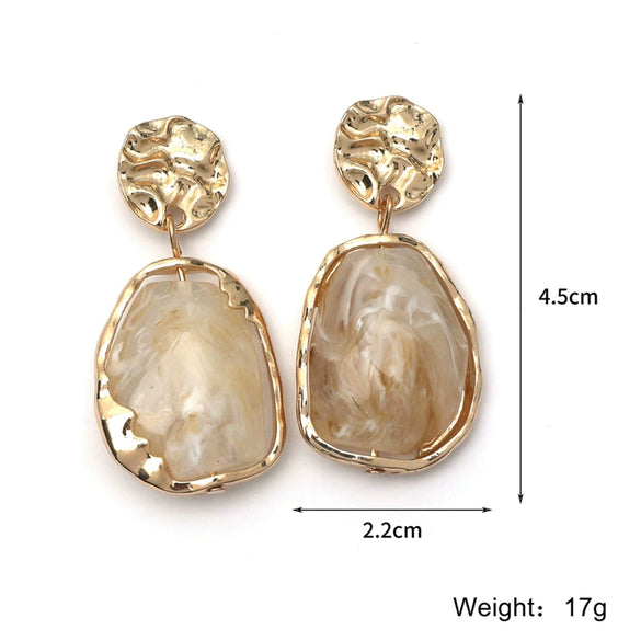 New Personality Exaggerated Resin Earrings Big Alloy Earrings Fashion Creative Retro Earrings Earrings
