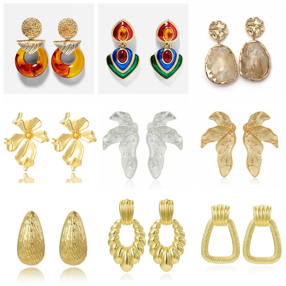 New Personality Exaggerated Resin Earrings Big Alloy Earrings Fashion Creative Retro Earrings Earrings