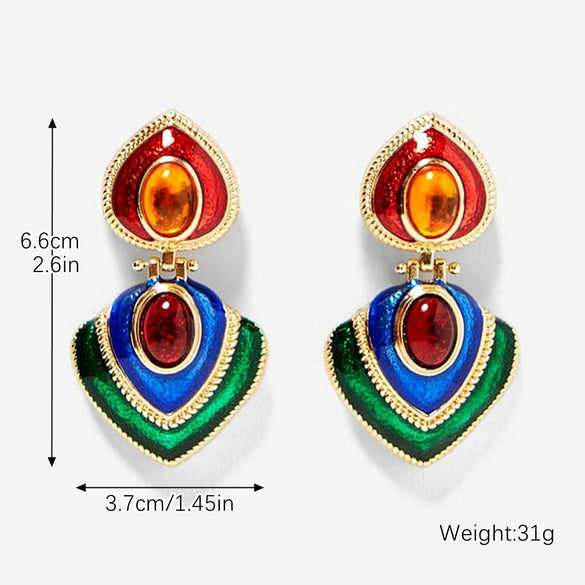 New Personality Exaggerated Resin Earrings Big Alloy Earrings Fashion Creative Retro Earrings Earrings