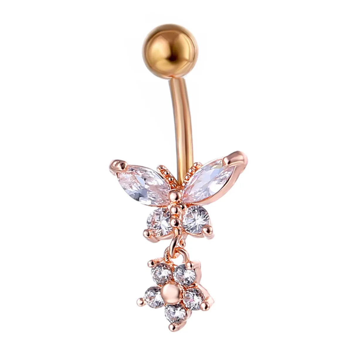 New Piercing Jewelry Fashion Zircon Butterfly Flower Belly Button Nail