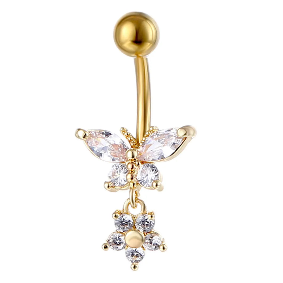 New Piercing Jewelry Fashion Zircon Butterfly Flower Belly Button Nail