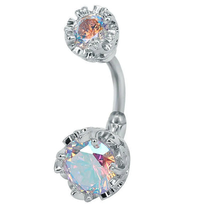 New Piercing Jewelry Round Zircon Navel Ring Navel Nail Wholesale