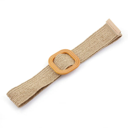 New Pp Straw Woven  Round Buckles Fashion Casual Decoration All-Match Trousers Elastic Belt