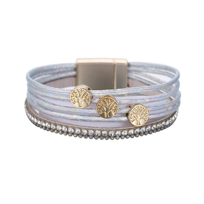 New Pu Leather Multi-Piece Diamond Bracelet