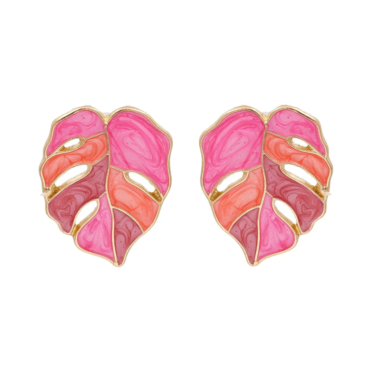 Fashion Leaf Alloy Acrylic Earrings Ear Studs