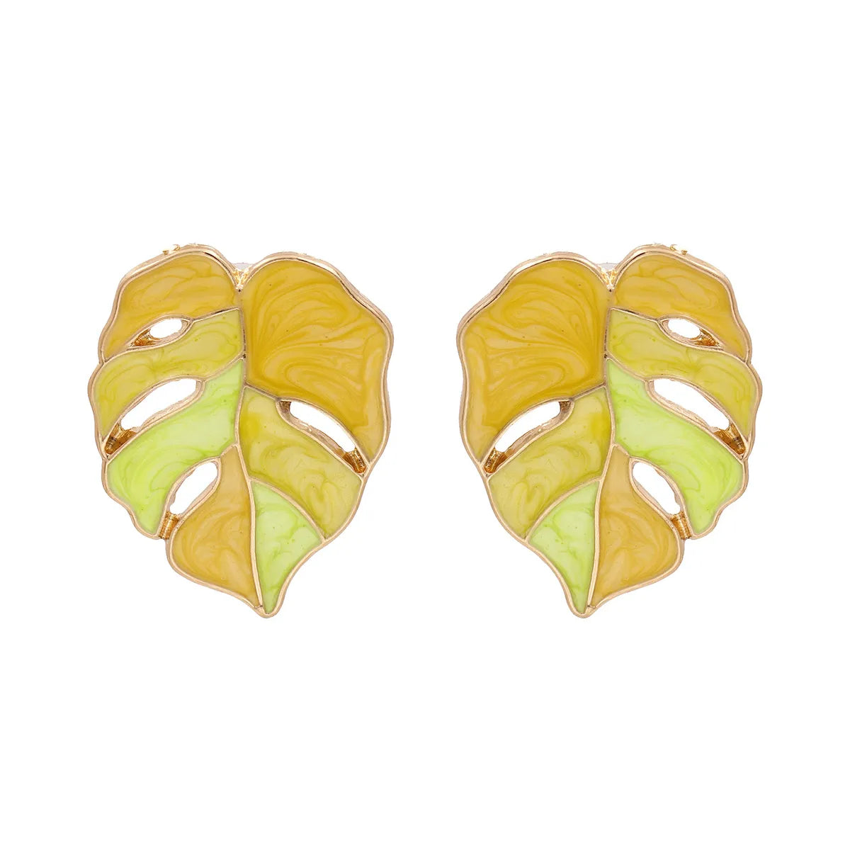 Fashion Leaf Alloy Acrylic Earrings Ear Studs