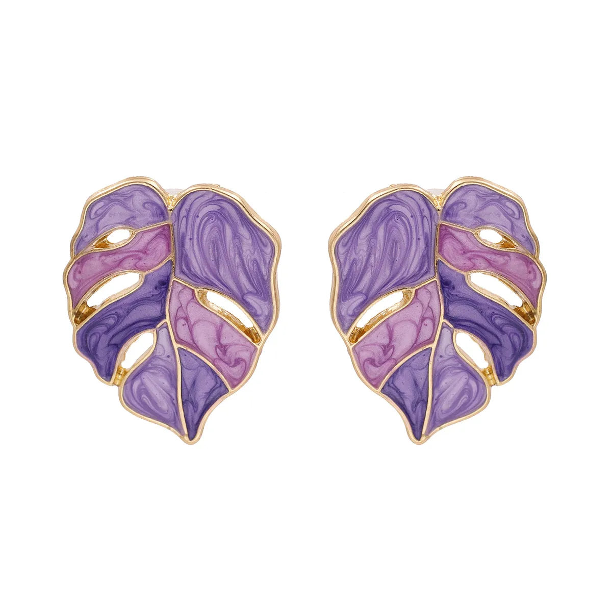 Fashion Leaf Alloy Acrylic Earrings Ear Studs