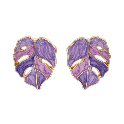 Fashion Leaf Alloy Acrylic Earrings Ear Studs