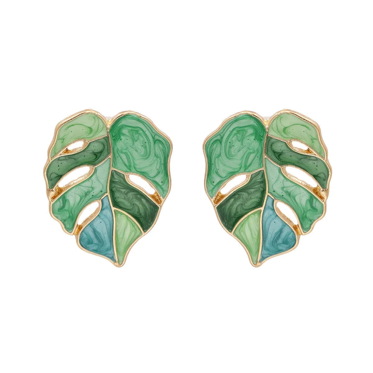 Fashion Leaf Alloy Acrylic Earrings Ear Studs