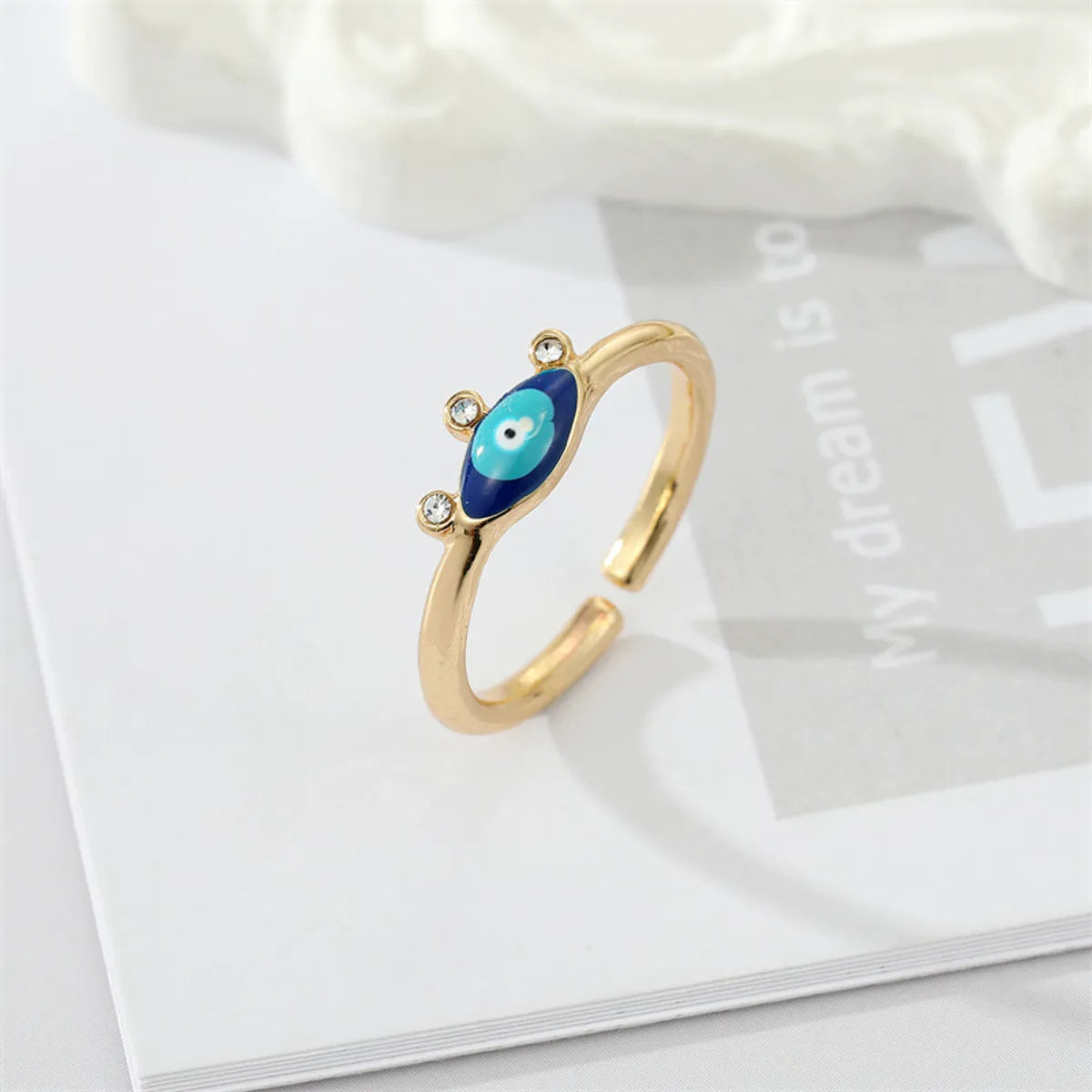 New Punk Oil Drop Opening Three-dimensional Diamond Devil's Eye Ring Alloy