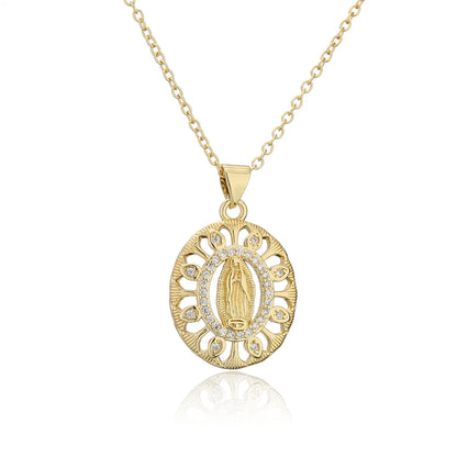 New Real Gold Electroplating Religious Series Pendant Copper Micro-inlaid Zircon Necklace