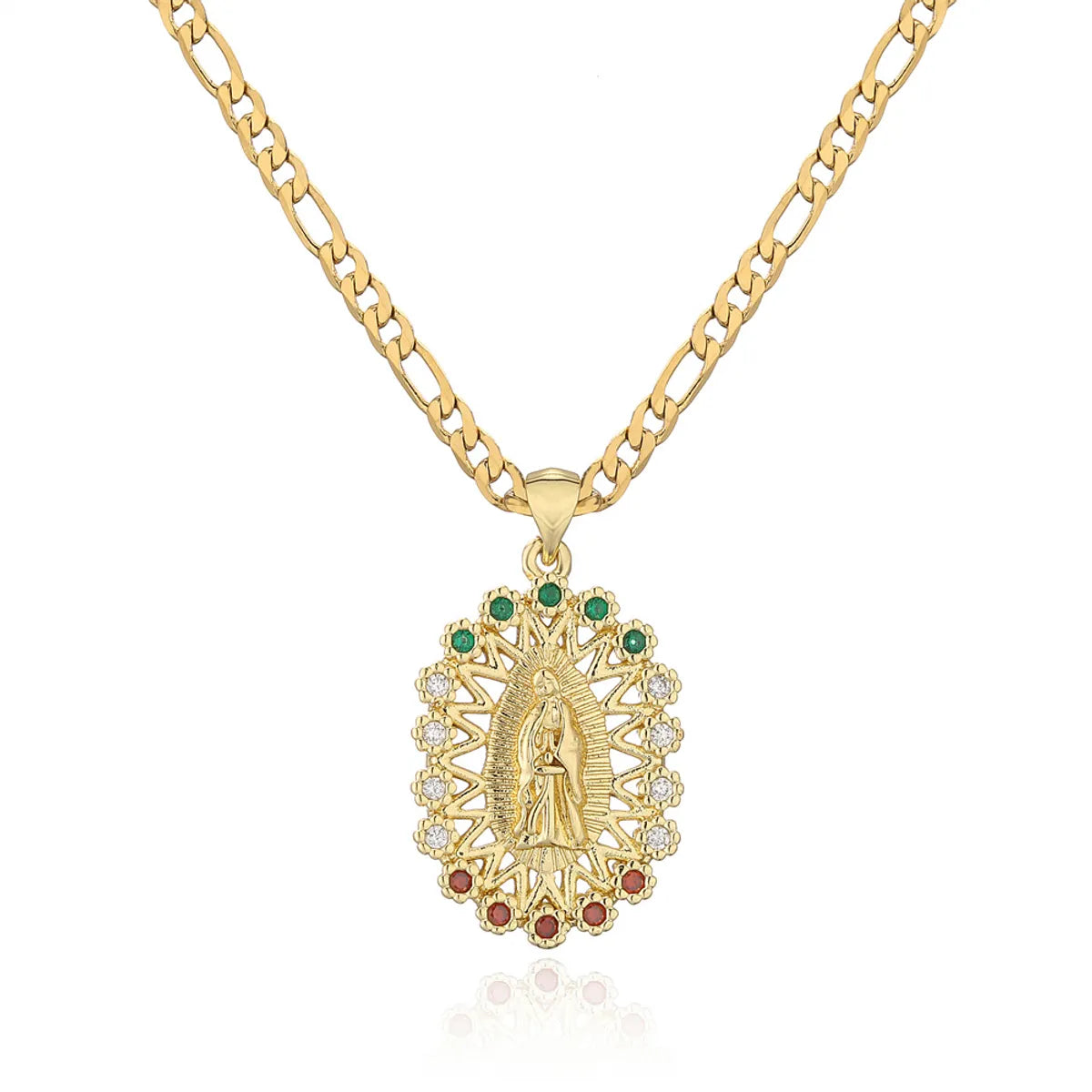 New Religious Jewelry Golden Virgin Mary Necklace Zircon Necklace Female Wholesale