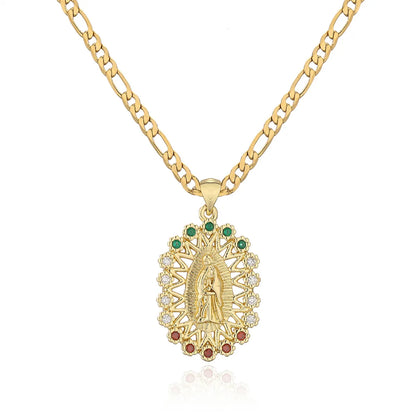 New Religious Jewelry Golden Virgin Mary Necklace Zircon Necklace Female Wholesale