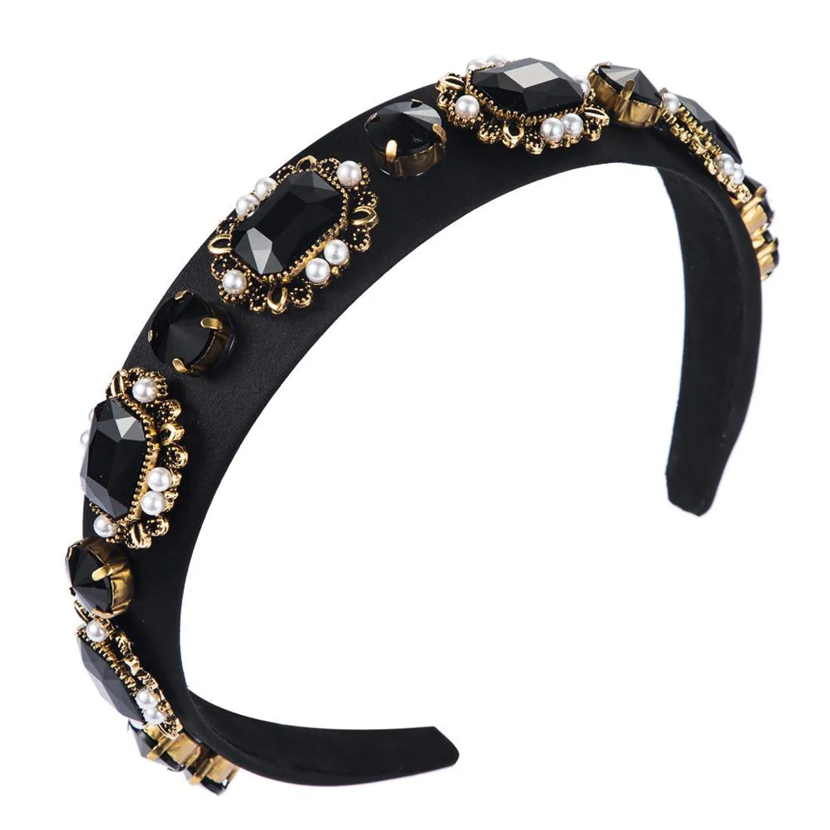 New Retro Baroque Pearl Hair Hoop Court Style Diamond Headband Female Hair Accessories