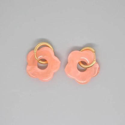 New Retro Cute Acrylic Resin Flower Earrings Cross-Border Jewelry