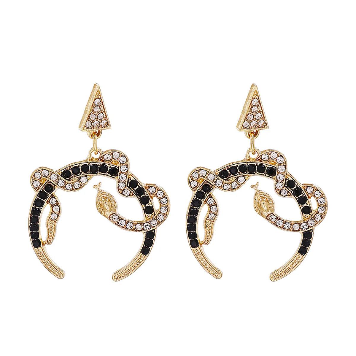 New Retro Exaggerated Coiled Snake Shape Alloy Diamond Earrings