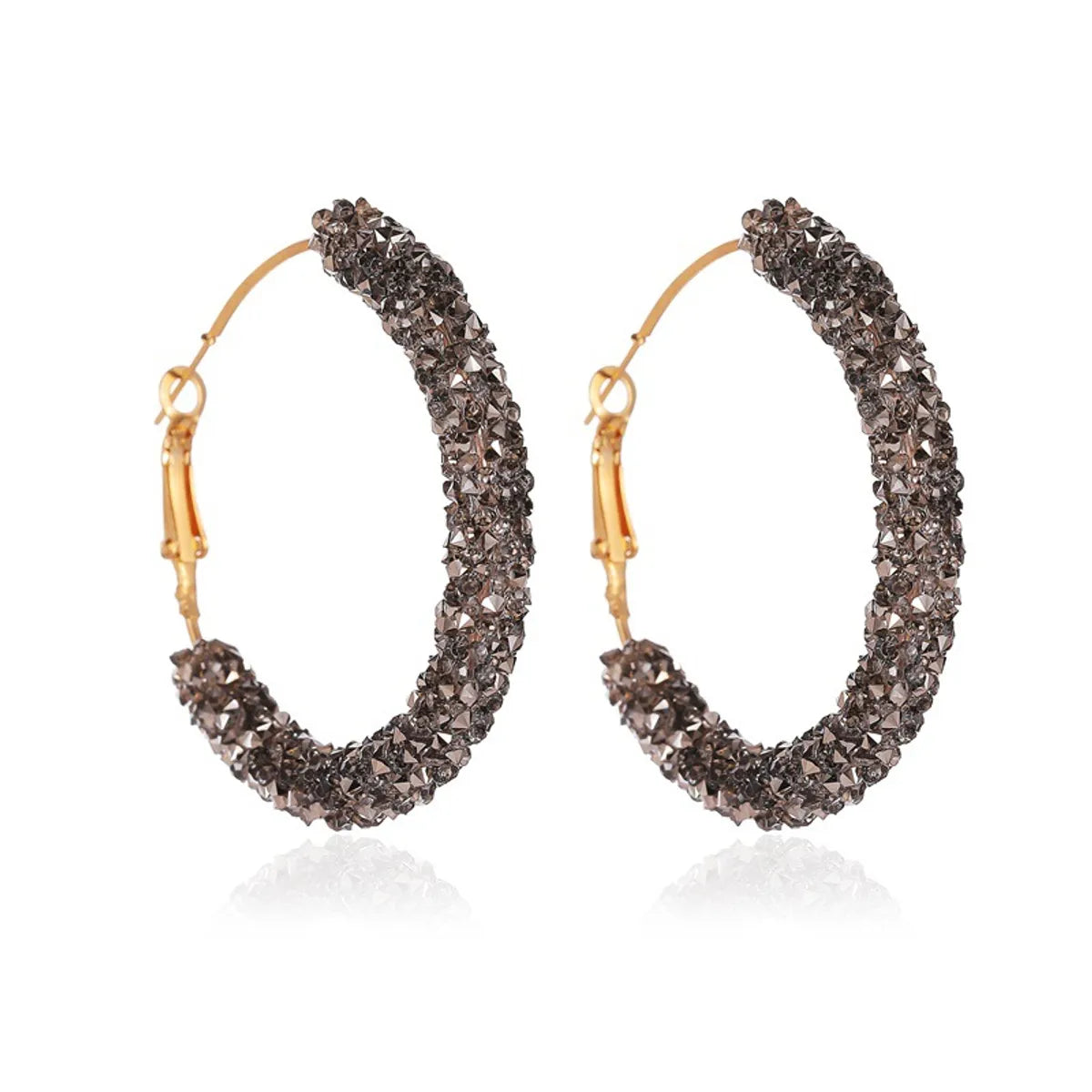 New Retro Exaggerated Crystal C-shaped Earrings Simple Half Circle Earrings Gooddiy Wholesale