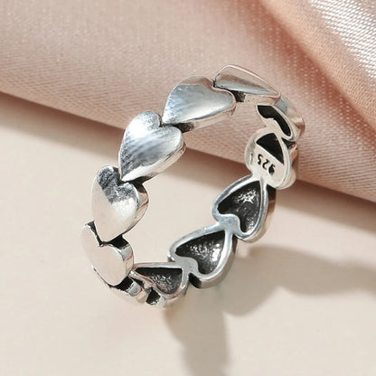 New Retro Open Love Sweet Fashion Simple Peach Heart Ring