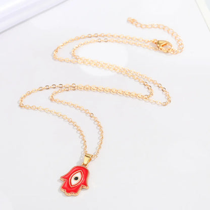 New Retro Palm Inlaid Diamond Vertical Eye Alloy Necklace Wholesale Gooddiy