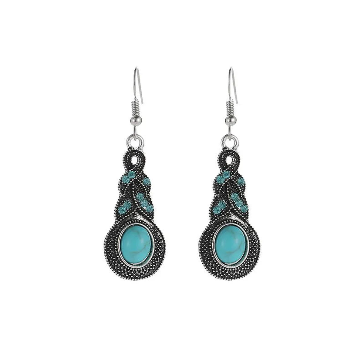 Ethnic Style Geometric Alloy Plating Turquoise Women's Earrings