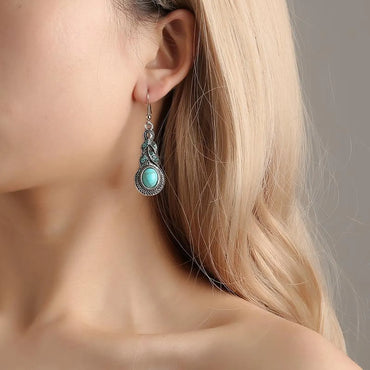 Ethnic Style Geometric Alloy Plating Turquoise Women's Earrings