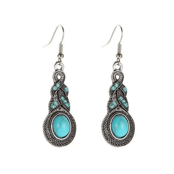 Ethnic Style Geometric Alloy Plating Turquoise Women's Earrings