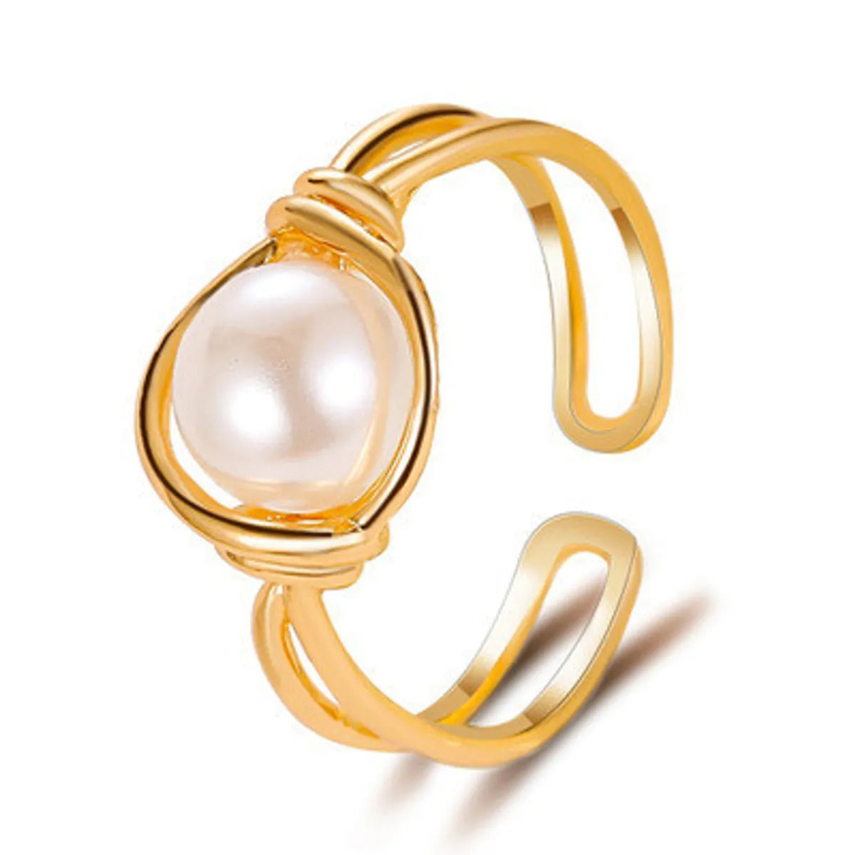 New Ring Simple Pearl Ring Finger Ring Personality Knotted By Mouth Ring Ladies Index Finger Ring Wholesale Gooddiy