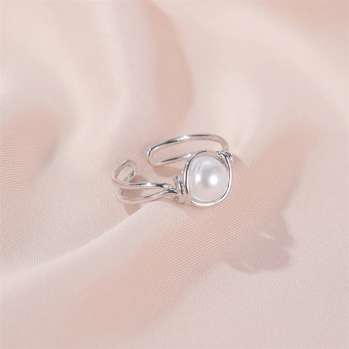 New Ring Simple Pearl Ring Finger Ring Personality Knotted By Mouth Ring Ladies Index Finger Ring Wholesale Gooddiy